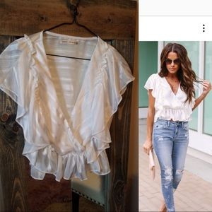 White Sparkle Ruffle top